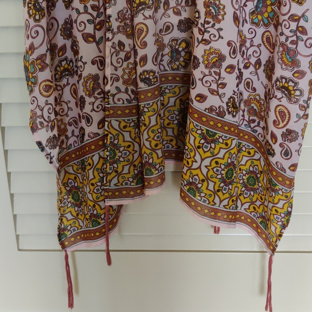 Derek Heart Kimono Wrap Beach Swimsuit Cover Up Paisley Floral Pink - Picture 3 of 7